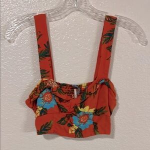 Free People Floral Orange Women's Crop Tank Bra Top